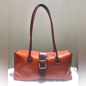 Vera Pelle L’Amica Italy Leather Handbag Brown Two Tone Shoulder Bag Vintage